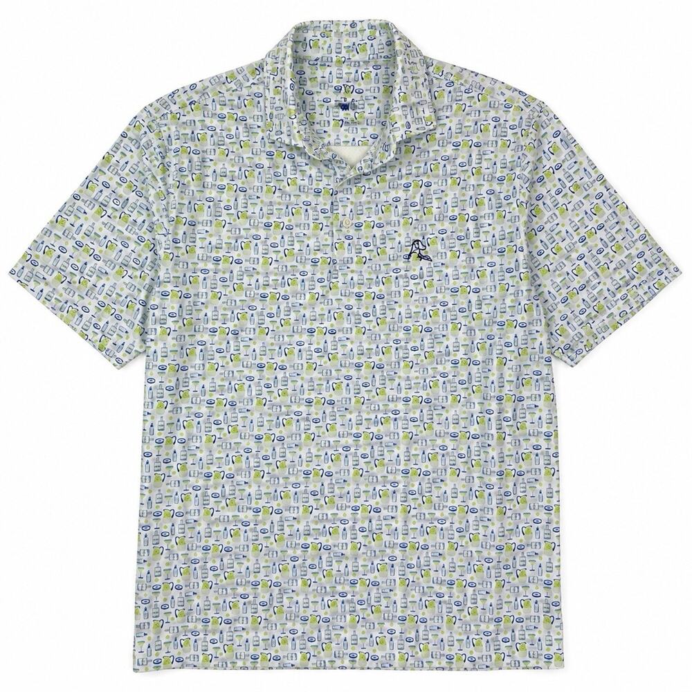 Rhoback Margarita Performance Polo Shirt Mens Medium Golf Cocktail Print